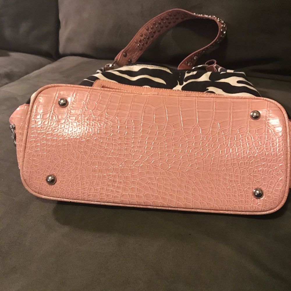 80’s vintage zebra striped & pink purse - Picture 2 of 9